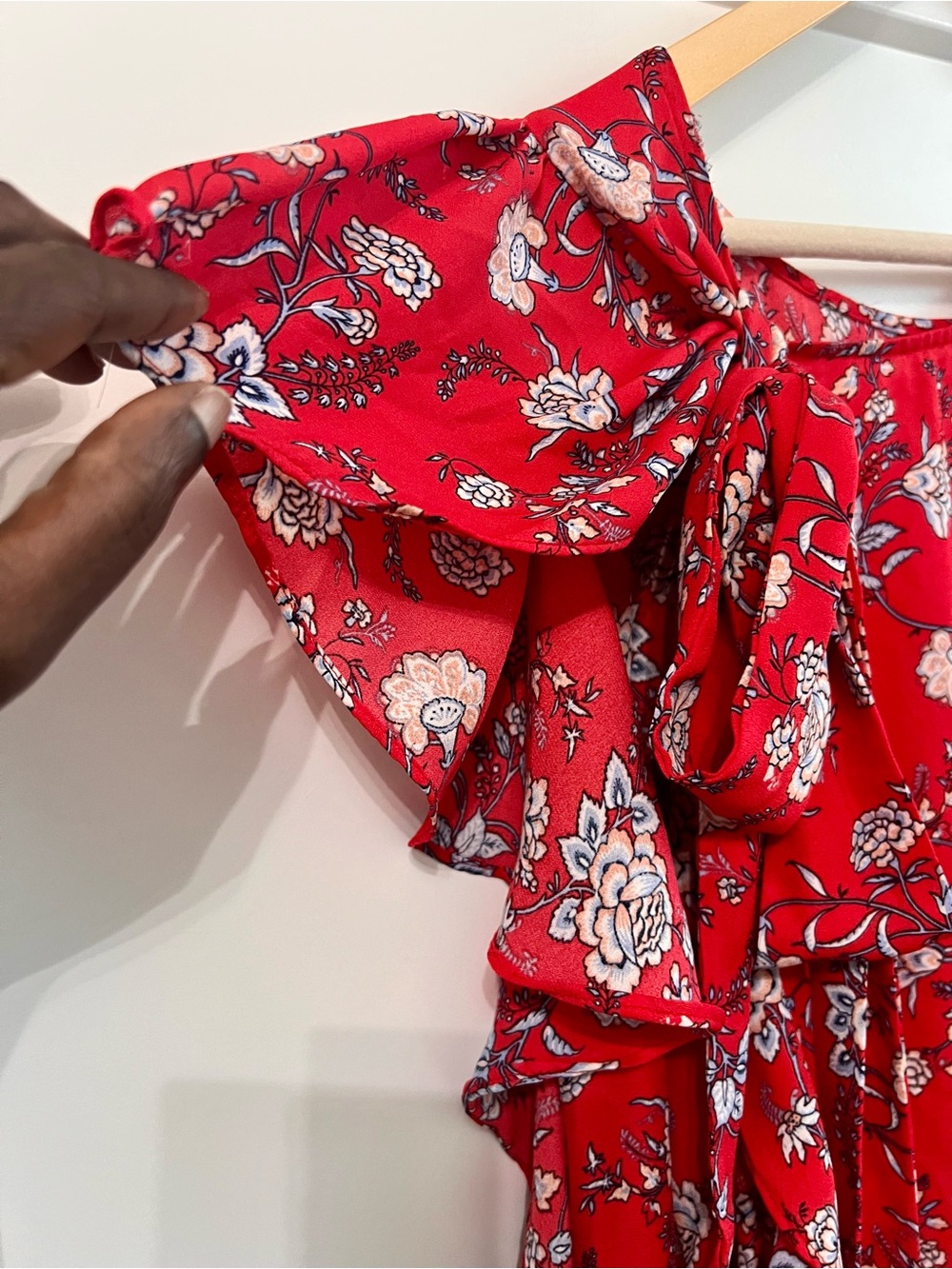 Max Studio Red Floral High-Low Ruffle Midi Dress - Picture 6 of 11